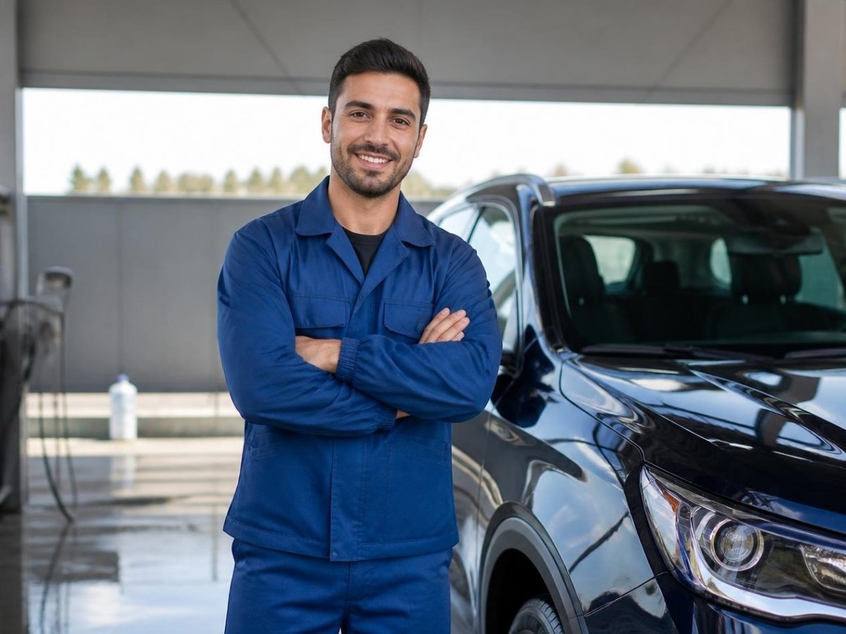 Happy mobile car wash customer in Abu Dhabi